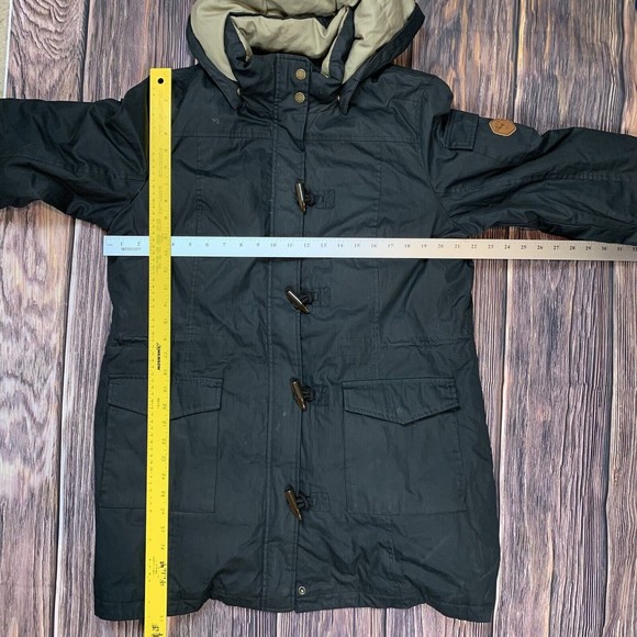 Orvis Women Black Green Mountain Parka Duck Down Feather Horn Toggle Zip Large - Picture 9 of 11